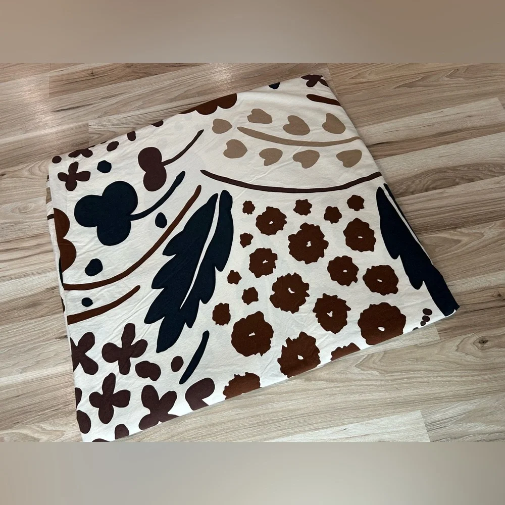 Marimekko Floral Duvet Cover in Cream, Brown, and Black